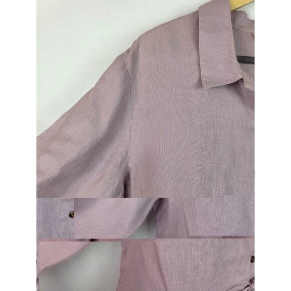 J.Jill Womens Outfit Size XL Missy Purple Linen Long Sleeve Top & Skirt Set - Picture 5 of 16